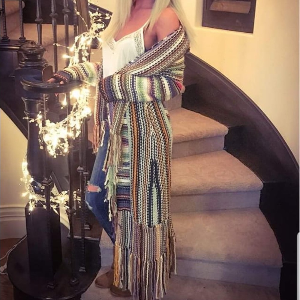 T Party long fringe duster